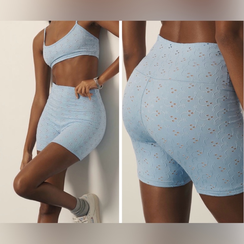 Anthropologie STRUT THIS Eyelet High-Rise Biker Shorts